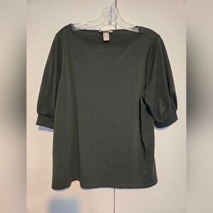 H&M Olive‎ Green Half Sleeve Top